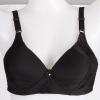Fixed Double Shoulder Straps Gather Shaping Bra with Jacquard 3/4 C Cup 42 Black